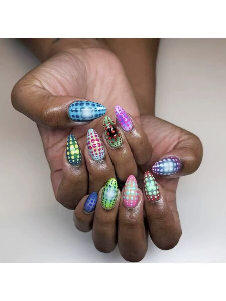 Neon Specks Multicolor Nails