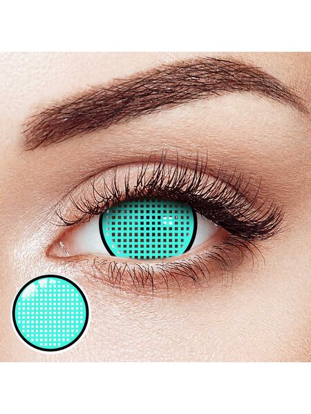 Pixel Grid Cyan Sclera 17mm Costume 6 Month Contact Lenses | 2 Pcs