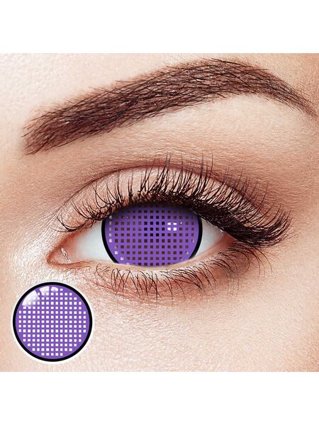 Pixel Grid Purple Sclera 17mm Costume 6 Month Contact Lenses | 2 Pcs