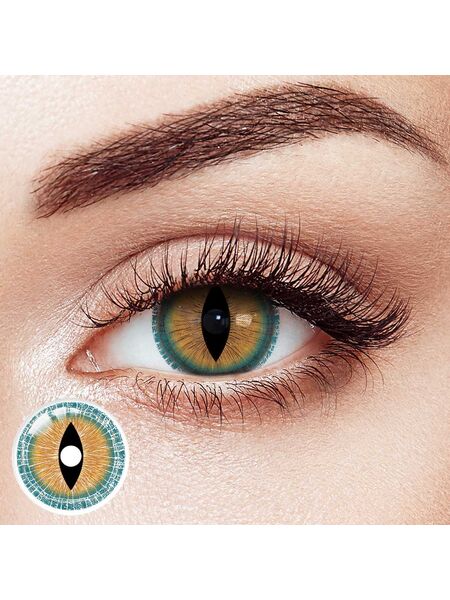 Feline Gaze Yellow Sclera 17mm Costume 6 Month Contact Lenses | 2 Pcs