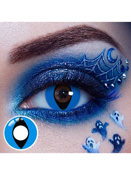 Cat Eye Blue Costume Yearly Contact Lenses | 2 Pcs