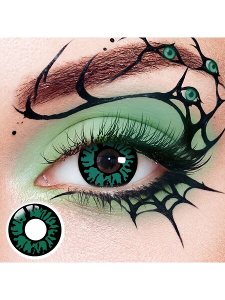 Toxic Emerald Green Costume Yearly Contact Lenses | 2 Pcs