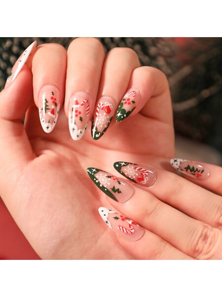 Christmas French Green Nails