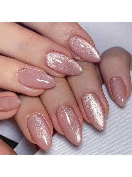 Cat Eye Nude Pink Nails