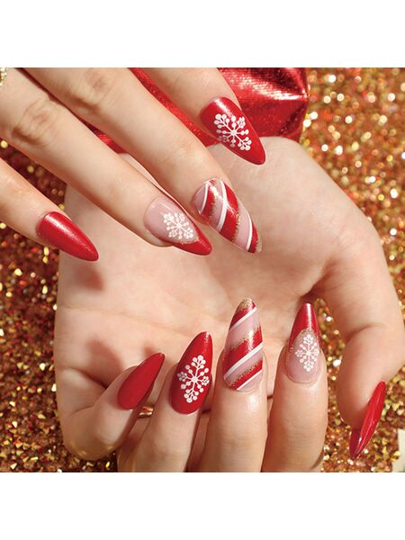 Christmas Snowflake Wine Red Nails