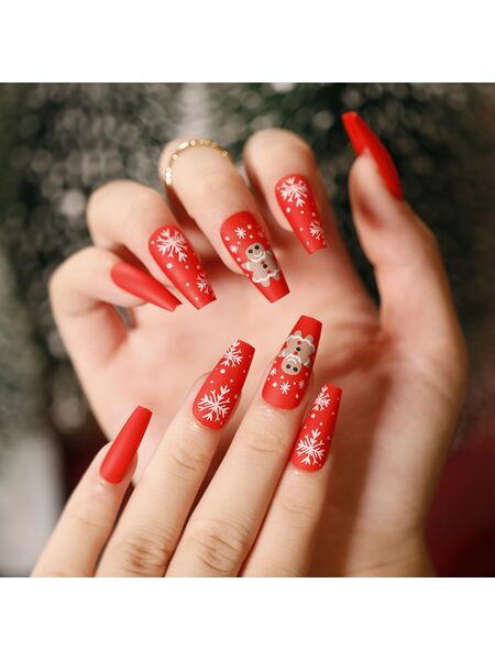 Gingerbread Man Red Nails