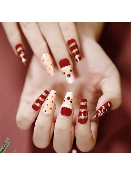 Santa Polka Dot Red Nails