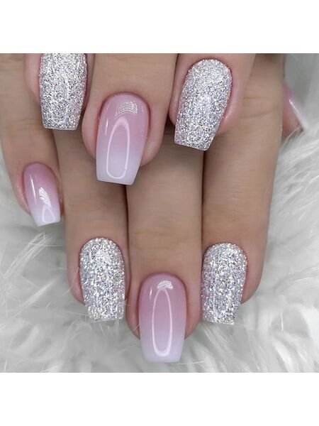 Diamond Sparkle Pink Nails