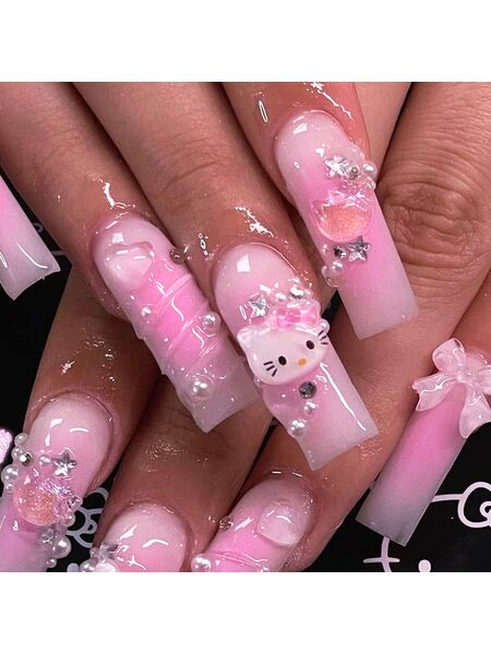 HelloKitty Ripple Pink Nails