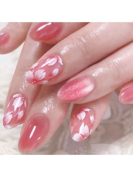 Flower Blush Dark Pink Nails
