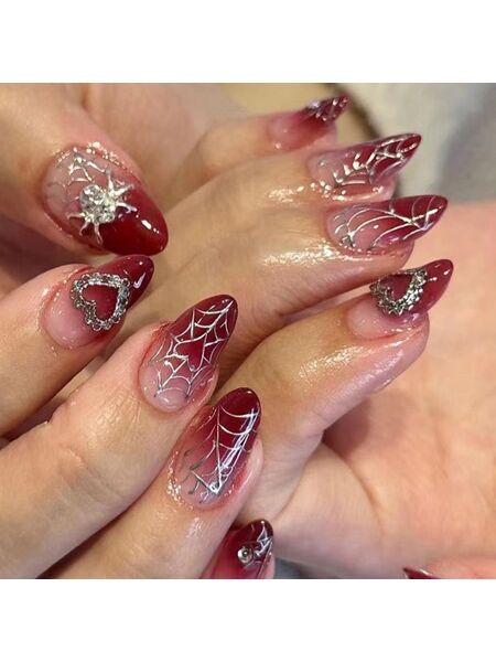Silver Spider Red Nails