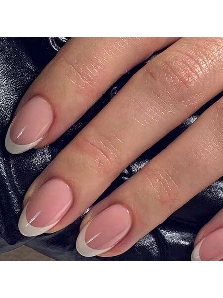 White Edge Pink Nails