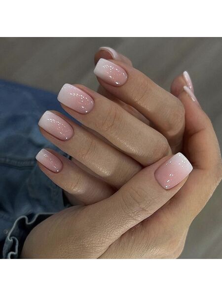 Gradient Pink White Nails