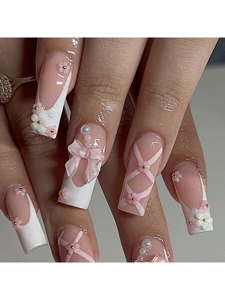 Ballet Bow Pink Nails