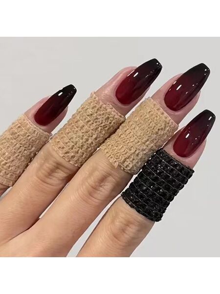 Dark Night Deep Red Nails