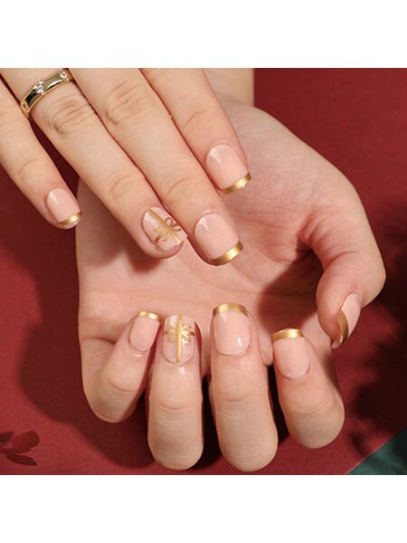 Bow Gold Nails