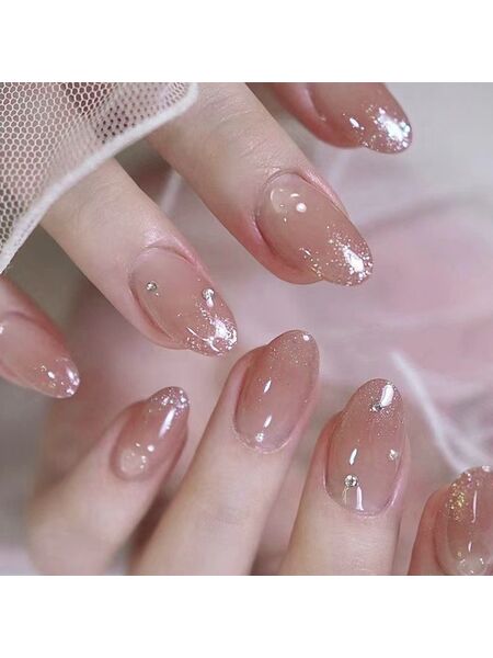 Blush Glitter Pink Nails