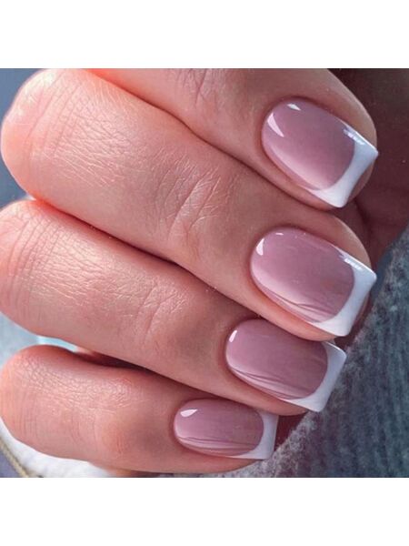 White Edge Pure Purple Nails