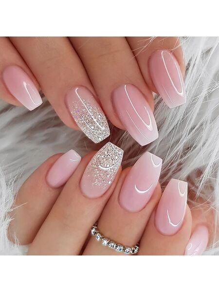 Gradient Glitter Pink Nails