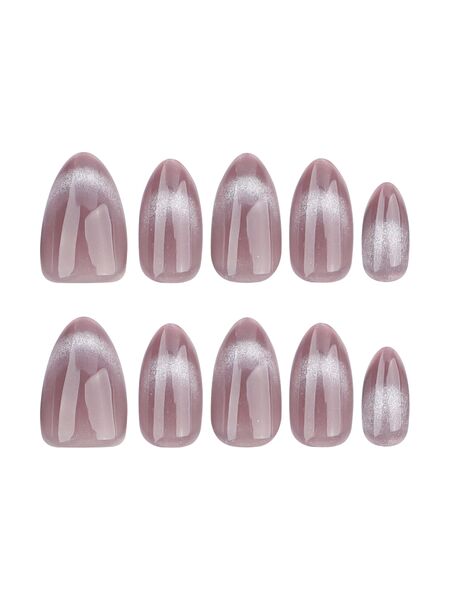 Moonlit Satin Gray Nails