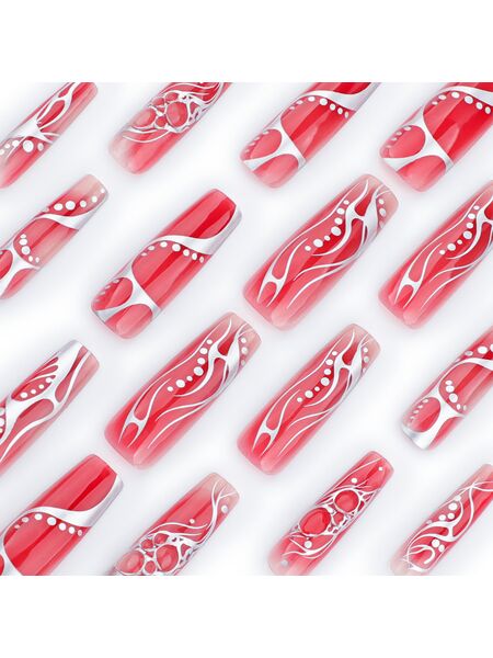 Silver Lining Red Nails