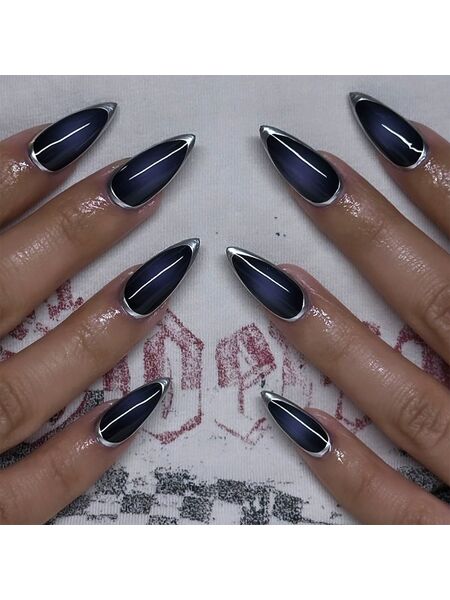 Frost Fringe Deep Blue Nails