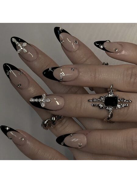 Starry Night Black Nails
