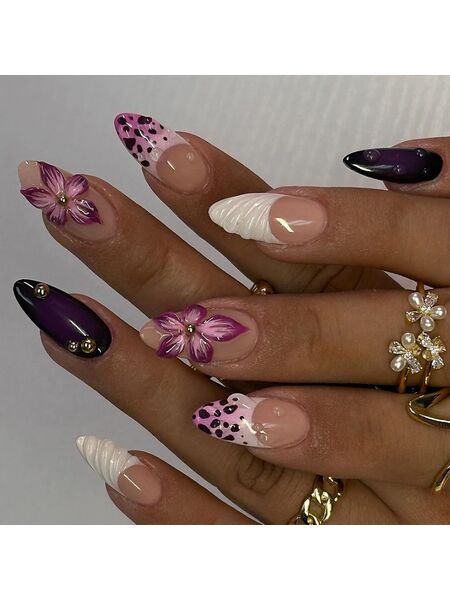 Lavender Leopard Purple Nails