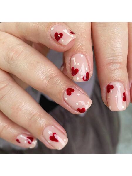 Cupid's Polka Red Nails