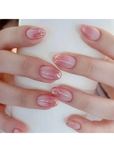 Diamond Dust Pink Nails