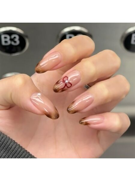 Leopard Bow Brown Nails