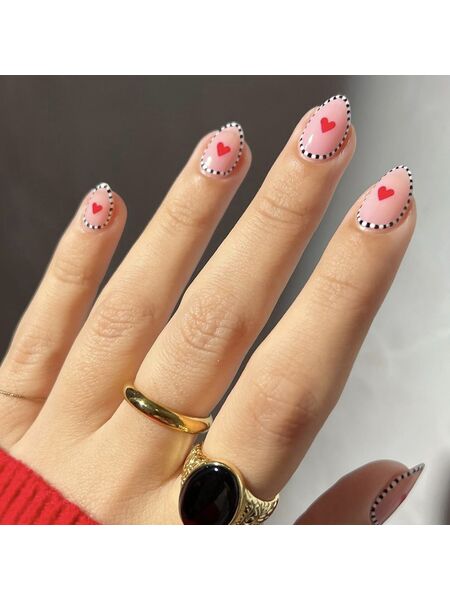 Heartstripe Romance Pink Nails