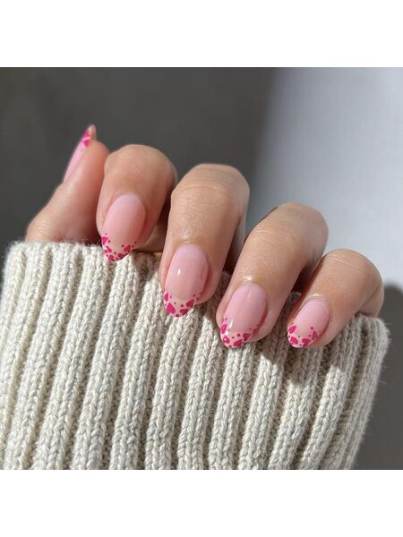 Heartline Tipped Pink Nails
