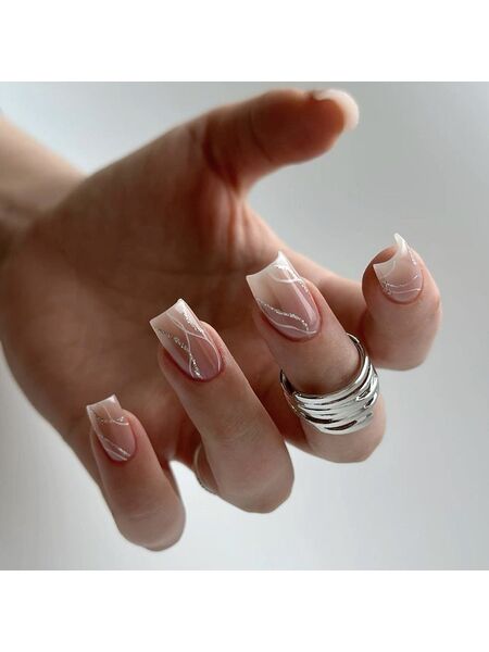 Tide Lines Pink Nails
