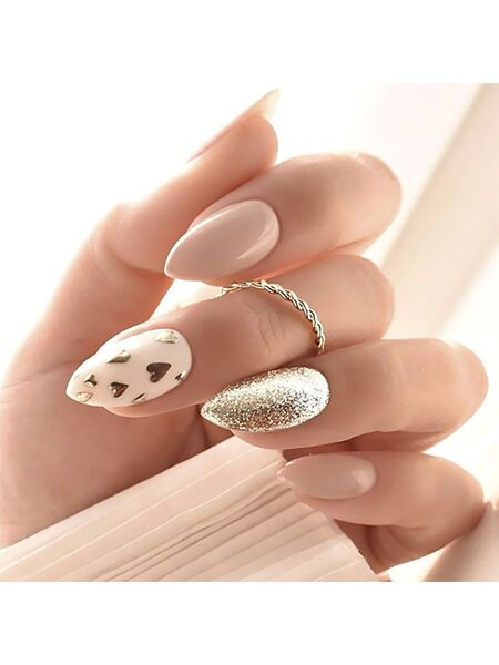 Almond Frost Beige Nails