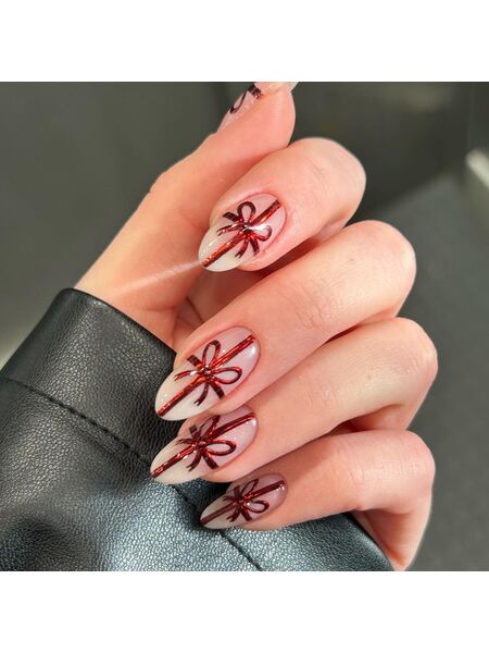 Ruby Bow Red Nails