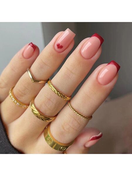 Heart Inferno Red Nails
