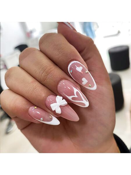 Flaming Hearts Pink Nails